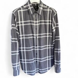 Banana Republic Men's Grey and White Shirt